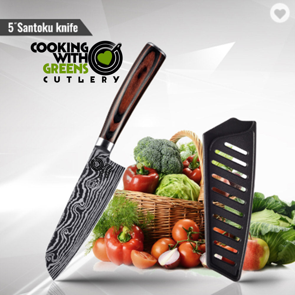 5 PIECE DAMASCUS PATTERN STAMPED CHEF KNIFE SET (FREE DELIVERY) - Knife Shift