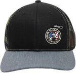 Snap Back Hat - Grey Camo Side Red White and Blue Logo - Knife Shift