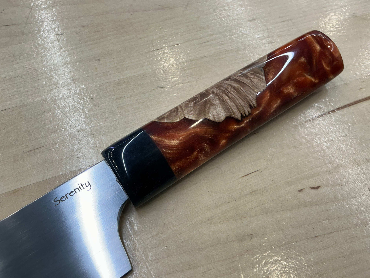 Linear Shiny Wa Handle Gyuto - CPM154 - Hybrid Handle - Knife Shift