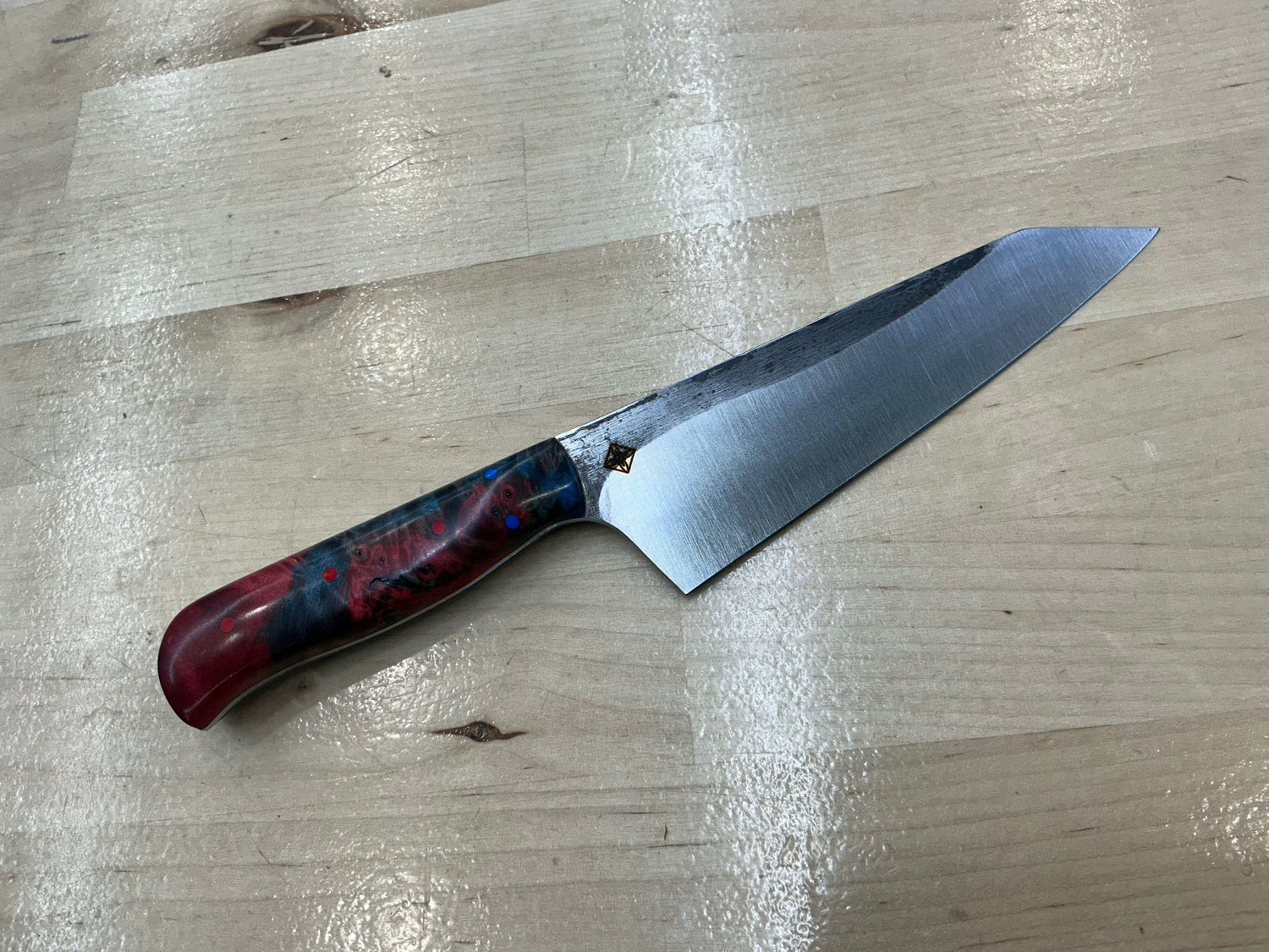 K-Tip Petty/Utility Knife - Red/Blue Box Elder Burl - CPM154 - Knife Shift