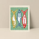 Blank Thank You Note Card - Sardine Print