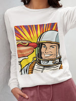 Astronaut Hotdog Food Pop Art Unisex Long-sleeve Tee - Knife Shift
