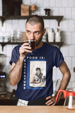 Food is: Caricature | Unisex T-Shirt - Soldier with Hard Tack - Knife Shift
