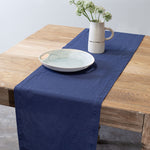 Washed Linen-Cotton Runner- Navy - Knife Shift