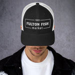 Fulton Fish Market Trucker Hat, Black & White - Knife Shift