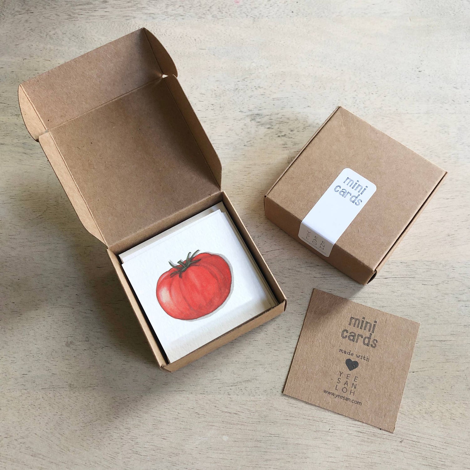 Mini Cards Set / Vegetables . Tomatoes - Knife Shift