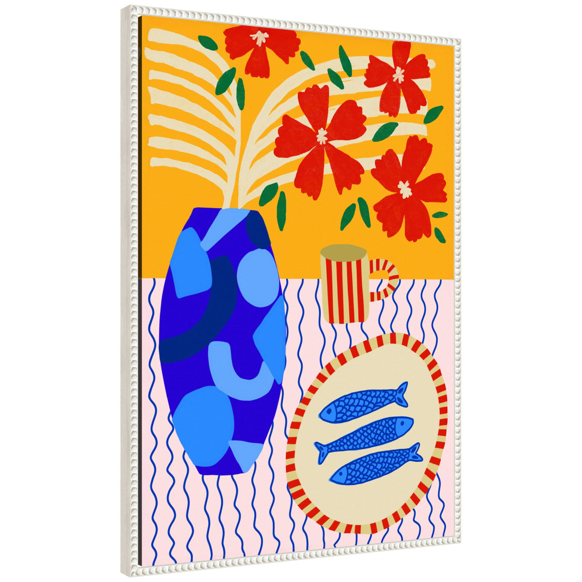 Sardines on Stripes by Teresa Rego Framed Canvas Wall Art Print