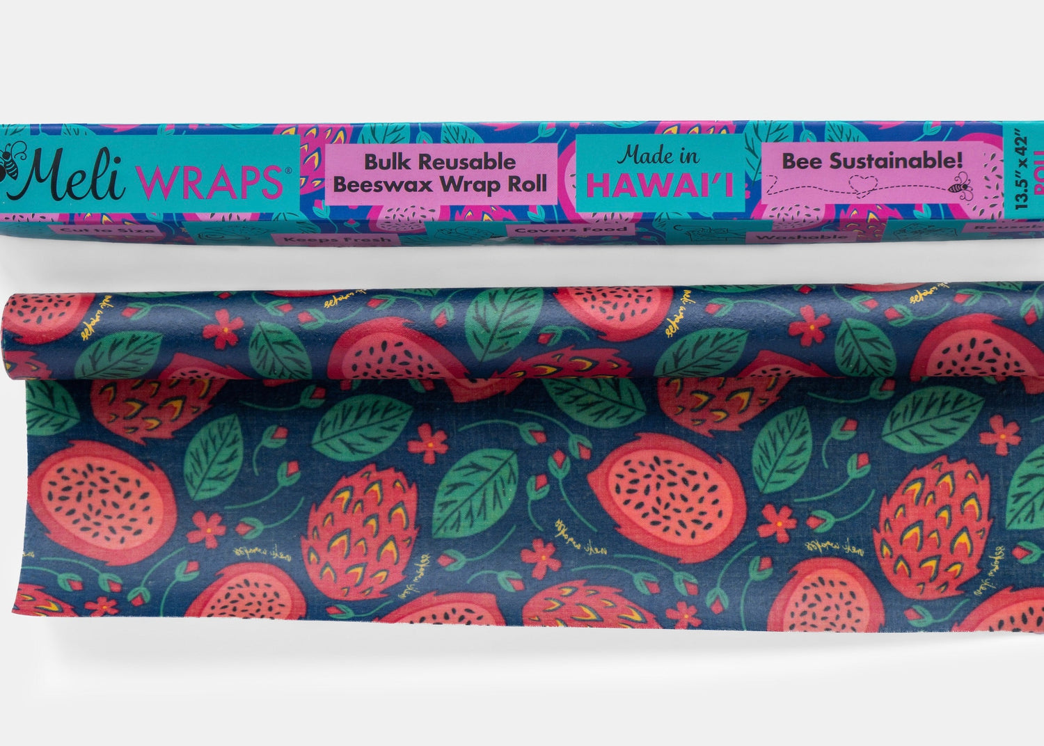 Beeswax Wrap Bulk Roll - Dragonfruit Print - Knife Shift