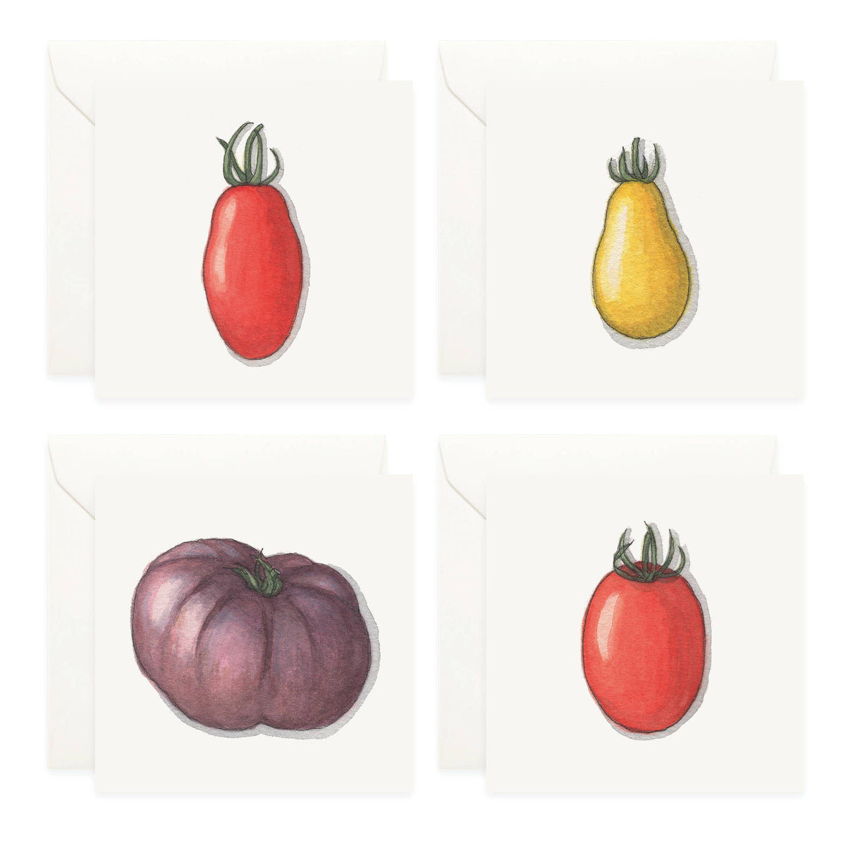 Mini Cards Set / Vegetables . Tomatoes - Knife Shift