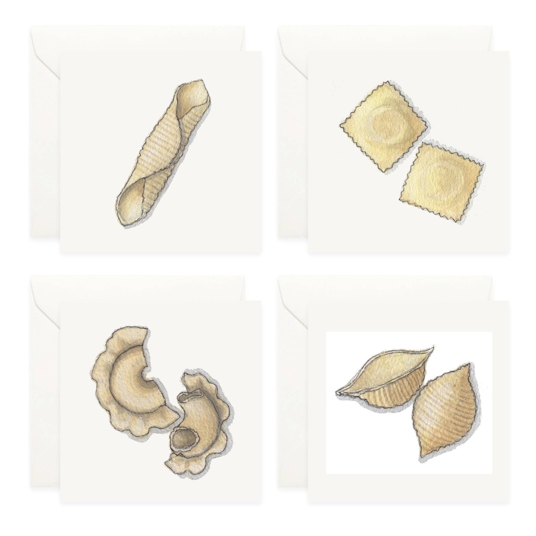 Mini Cards Set / Pasta . Types & Shapes - Knife Shift