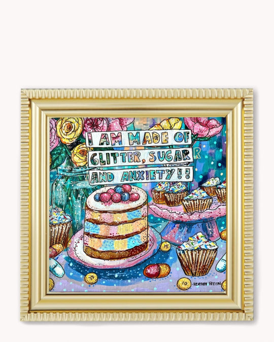 Glitter, Sugar & Anxiety Framed Magnet ( Medium ) - Knife Shift