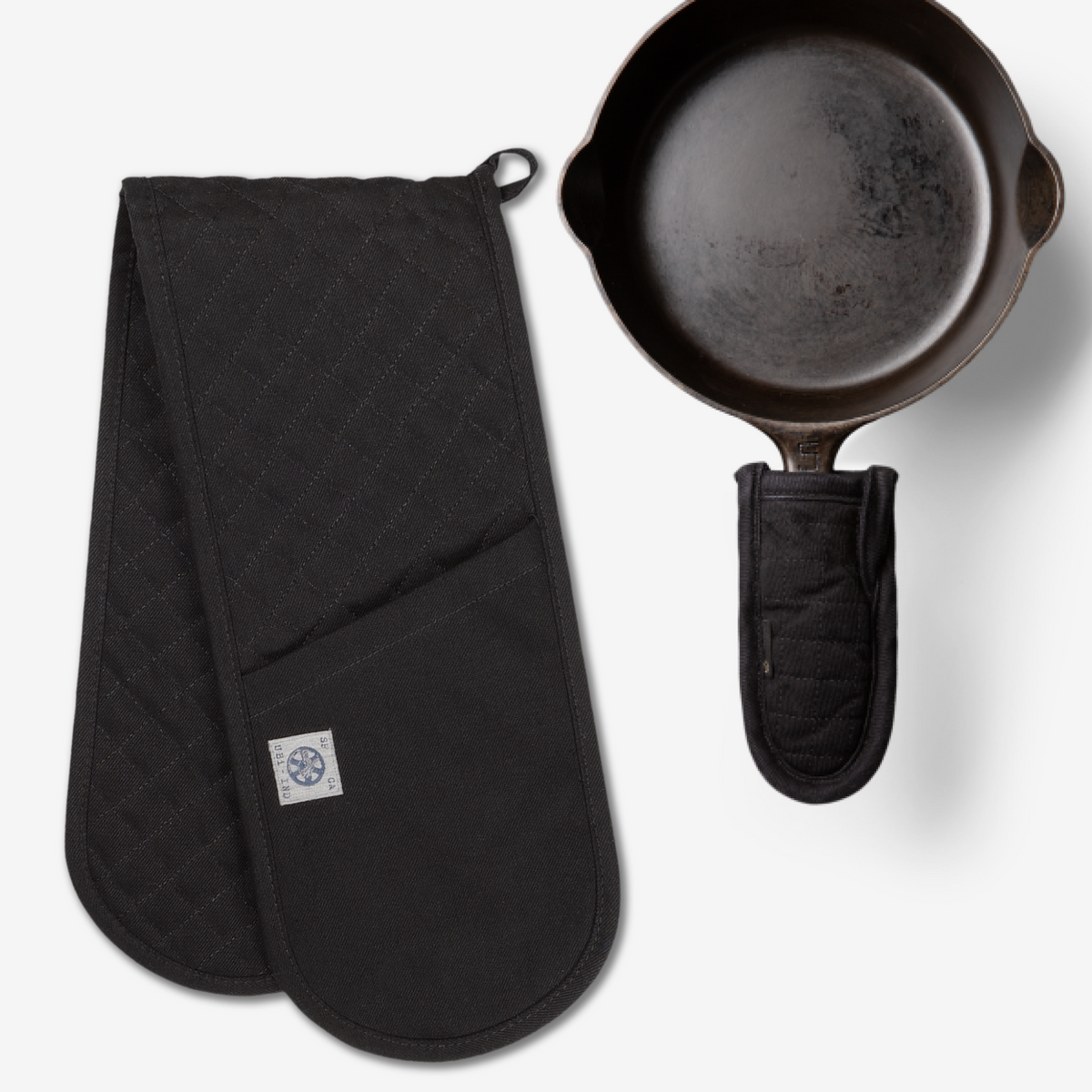 BUNDLE - PAN HANDLE HOLDER AND CASSEROLE HANDLES (BLACK DENIM)