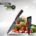 5 PIECE DAMASCUS PATTERN STAMPED CHEF KNIFE SET (FREE DELIVERY) - Knife Shift