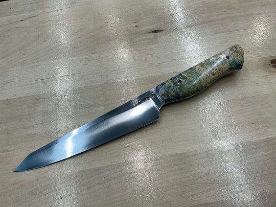 Steaksuki Knife - Purple & Cream Box Elder Burl - CPM154