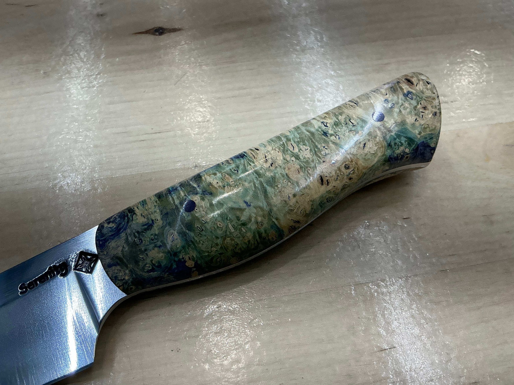 Steaksuki Knife - Purple & Cream Box Elder Burl - CPM154