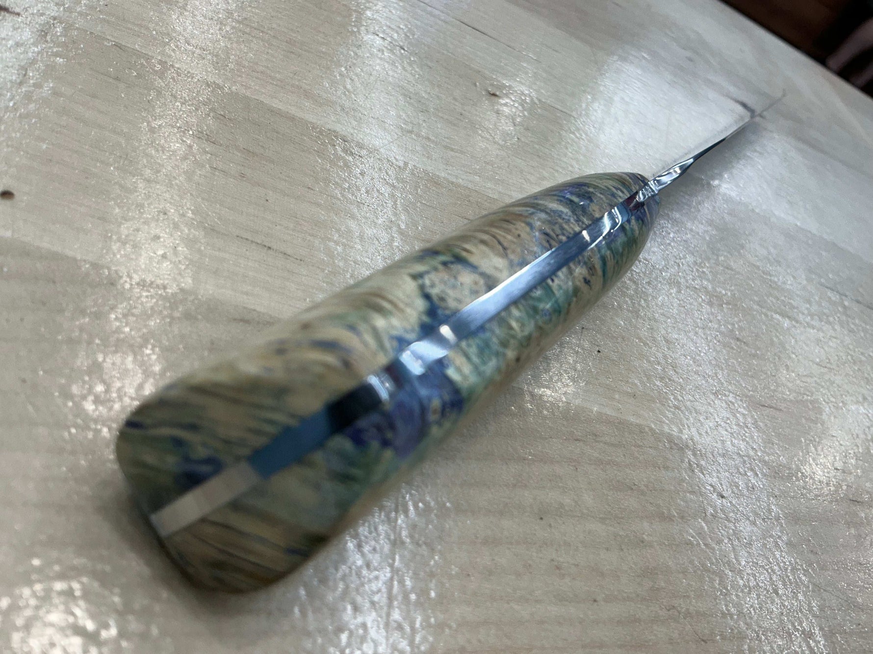 Steaksuki Knife - Purple & Cream Box Elder Burl - CPM154
