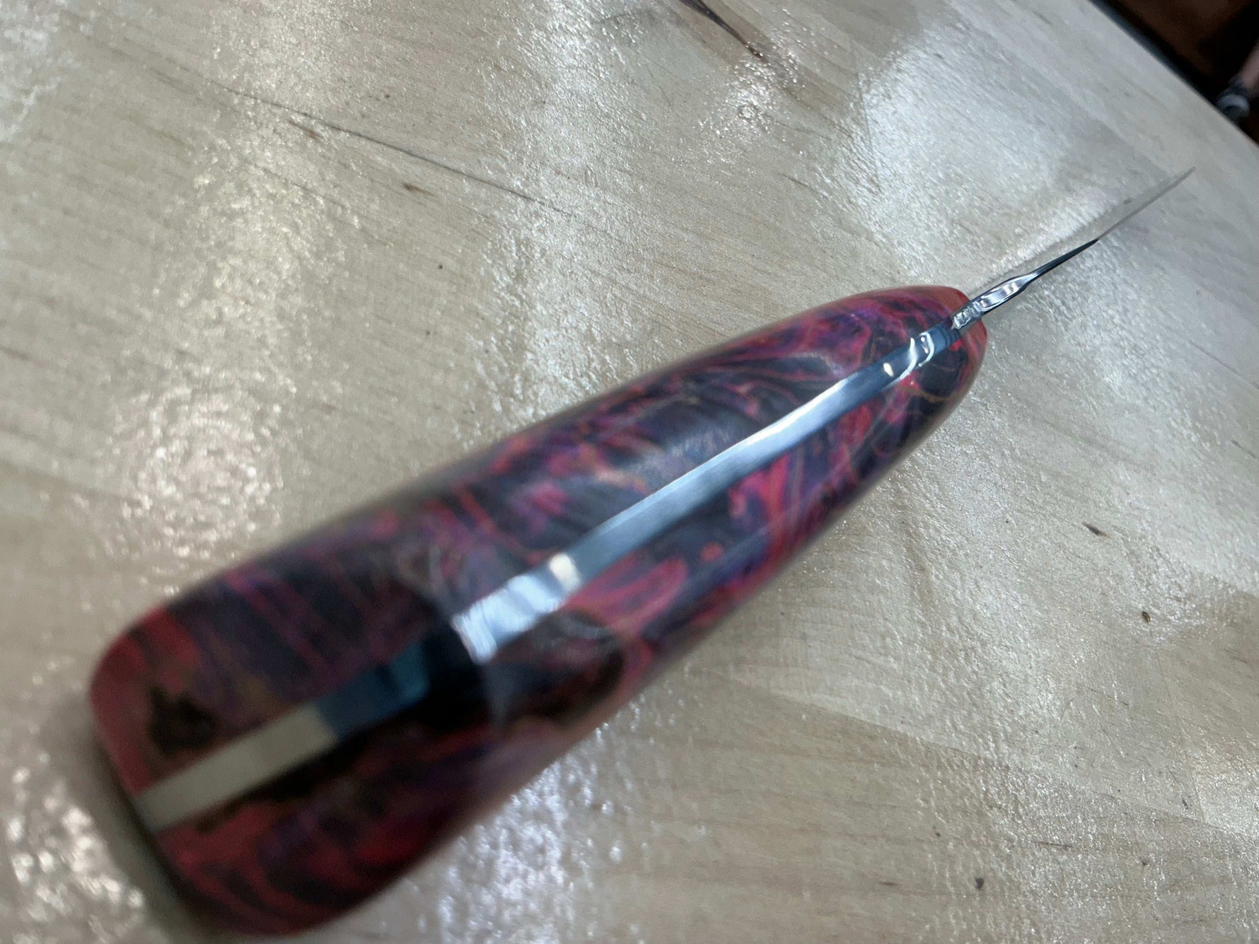 Steaksuki Knife - Pink Box Elder Burl - CPM154