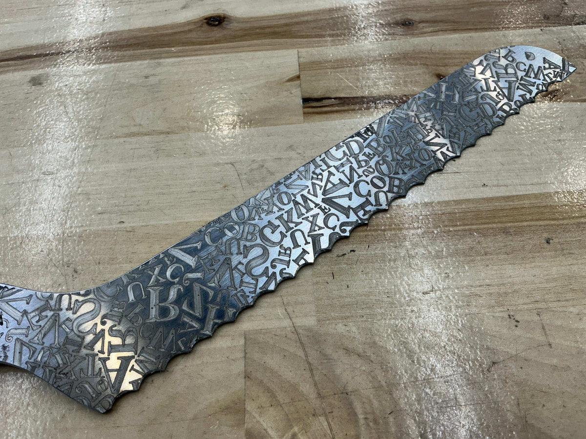 Alphabet Soup Bread Knife - CPM154 - Box Elder Burl