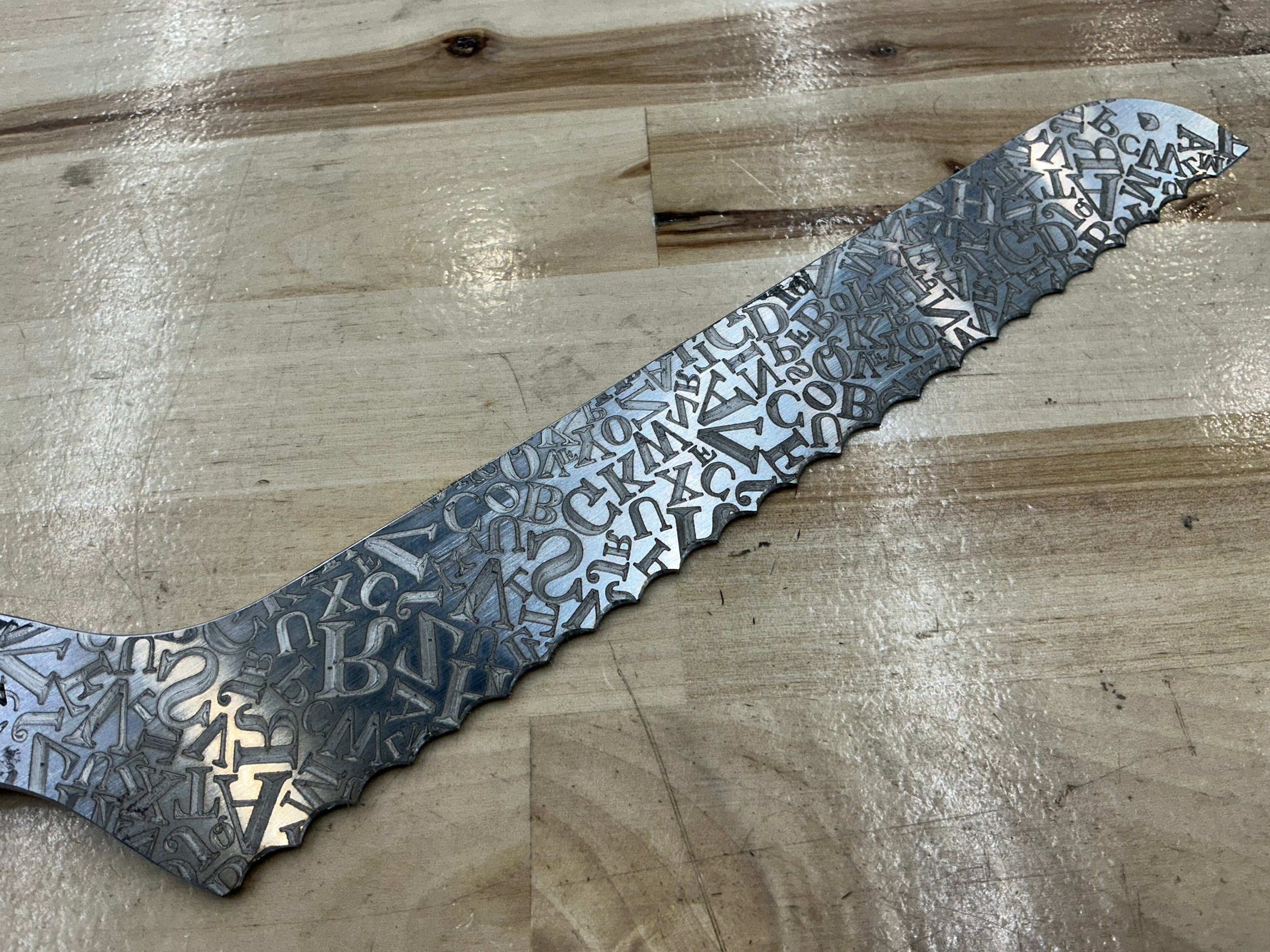 Alphabet Soup Bread Knife - CPM154 - Box Elder Burl