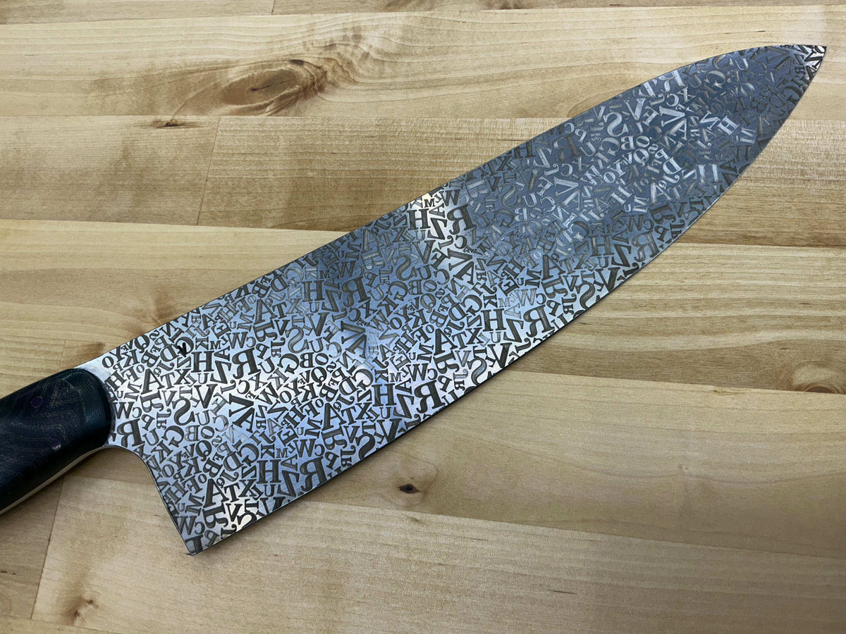 Gigantor Alphabet Soup Chef Knife - CPM154 - Micarta & G-10 - Knife Shift