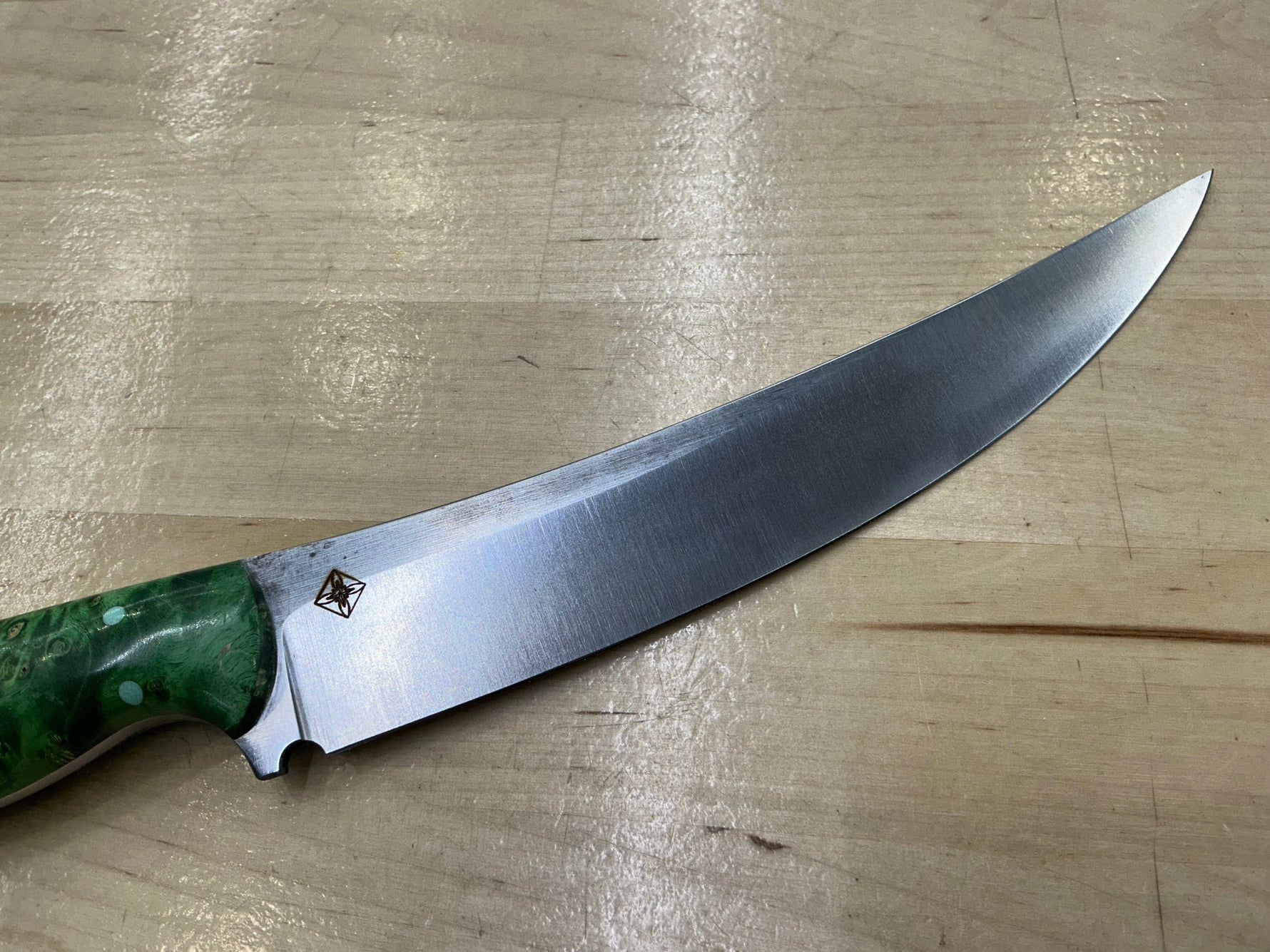 Thick Spanish Boning Knife - CPM 154 - Green Box Elder Burl Handle - Knife Shift