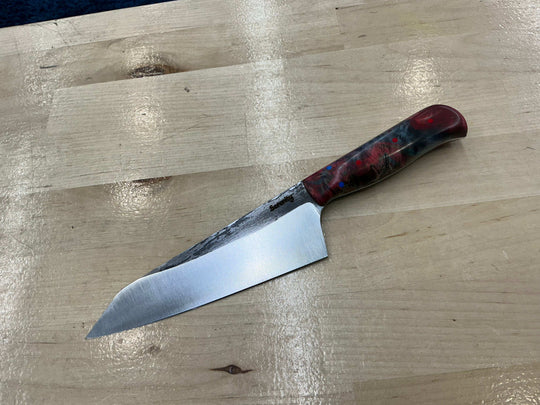 K-Tip Petty/Utility Knife - Red/Blue Box Elder Burl - CPM154 - Knife Shift