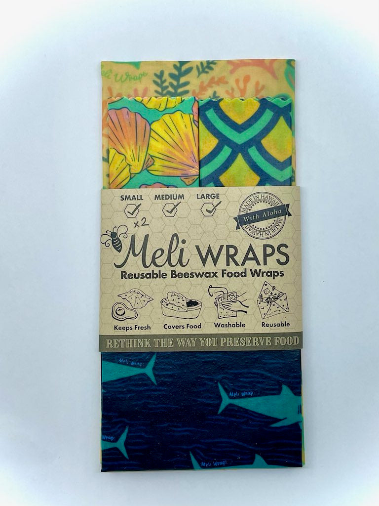Beeswax Wrap Variety Pack - Ocean Print - Knife Shift