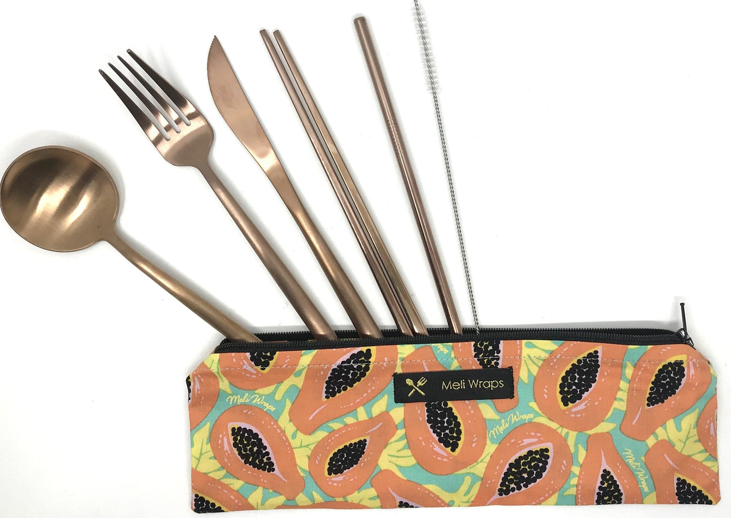 Meli Wraps Reusable Cutlery Set- Tropical Papaya - Knife Shift