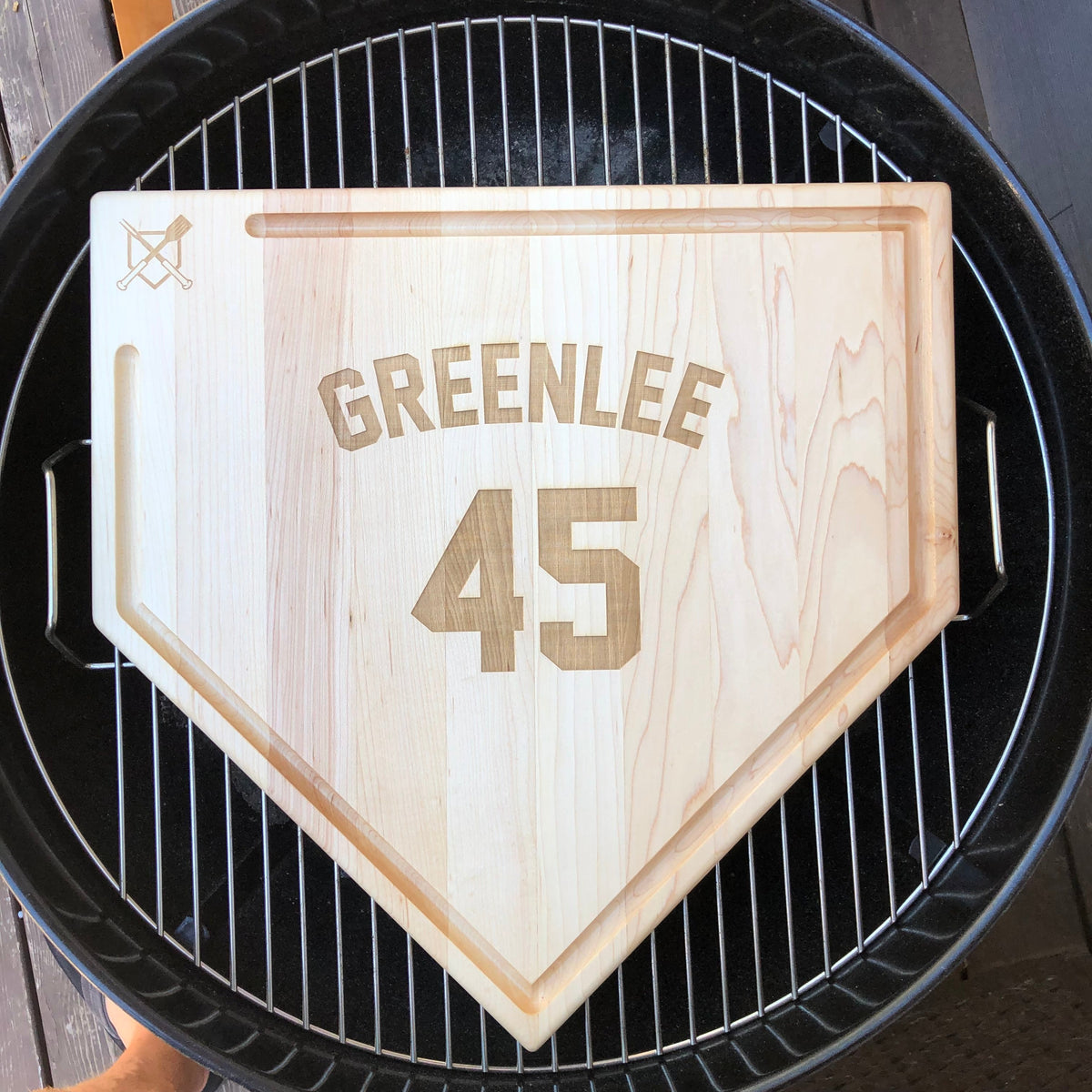 Full Size (17" x 17") Home Plate Cutting Board With Trough - Knife Shift