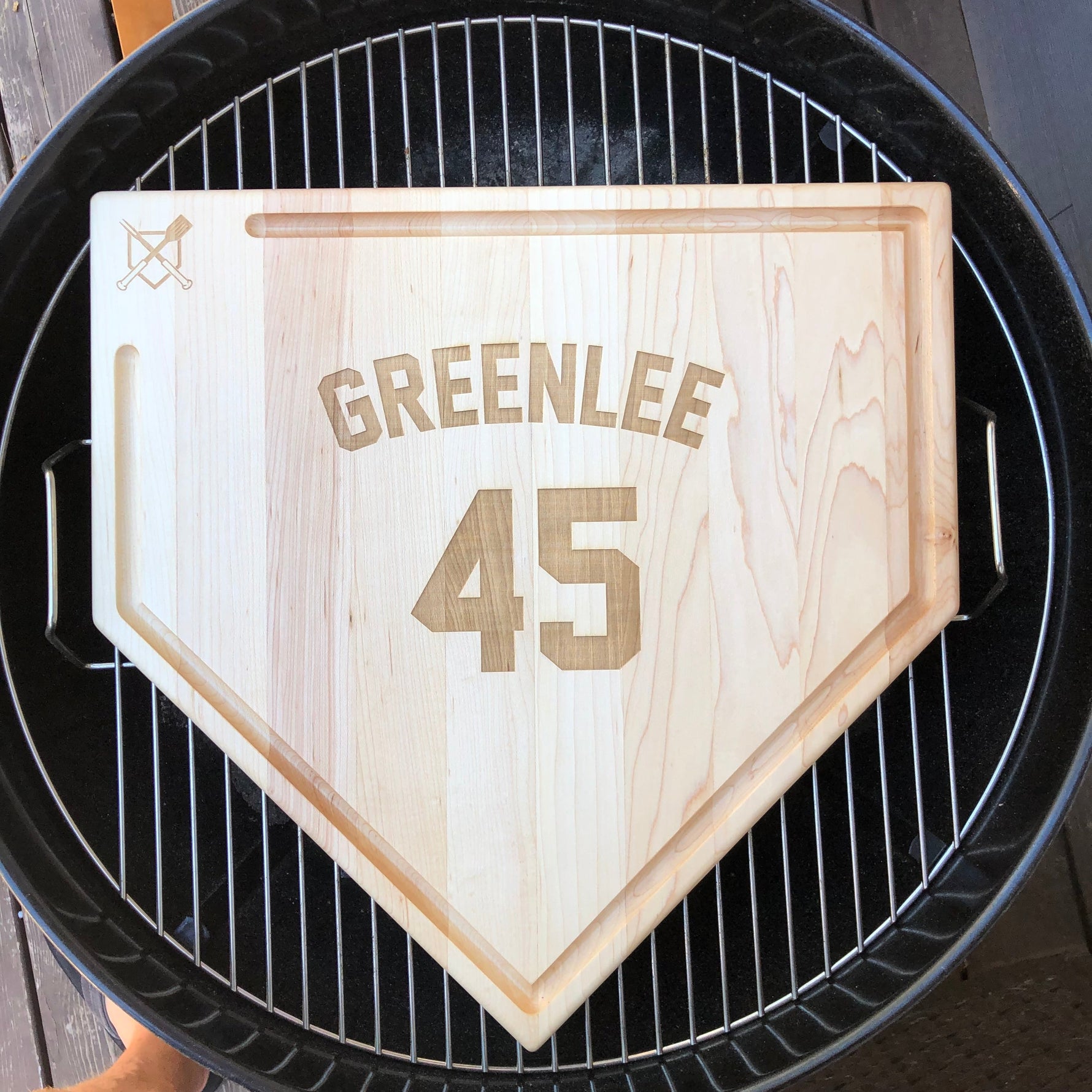 Full Size (17" x 17") Home Plate Cutting Board With Trough - Knife Shift