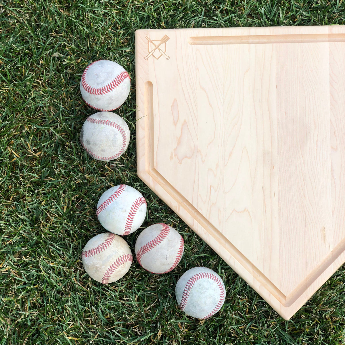 Full Size (17" x 17") Home Plate Cutting Board With Trough - Knife Shift