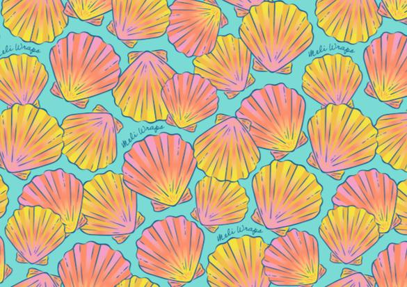 Beeswax Food Wrap - Sunrise Shell Print - Knife Shift