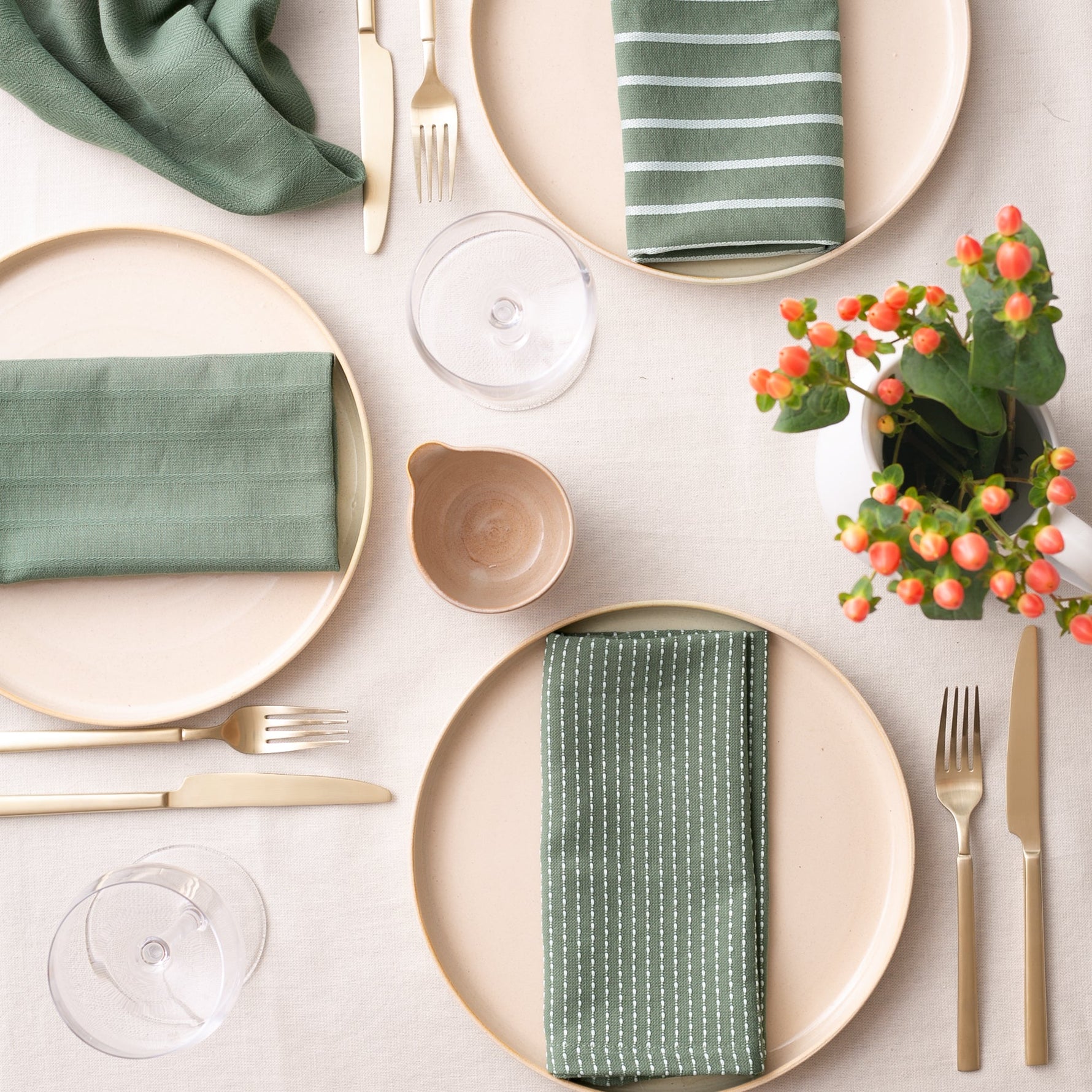 To Each Their Own napkin set - Kale & White - Knife Shift