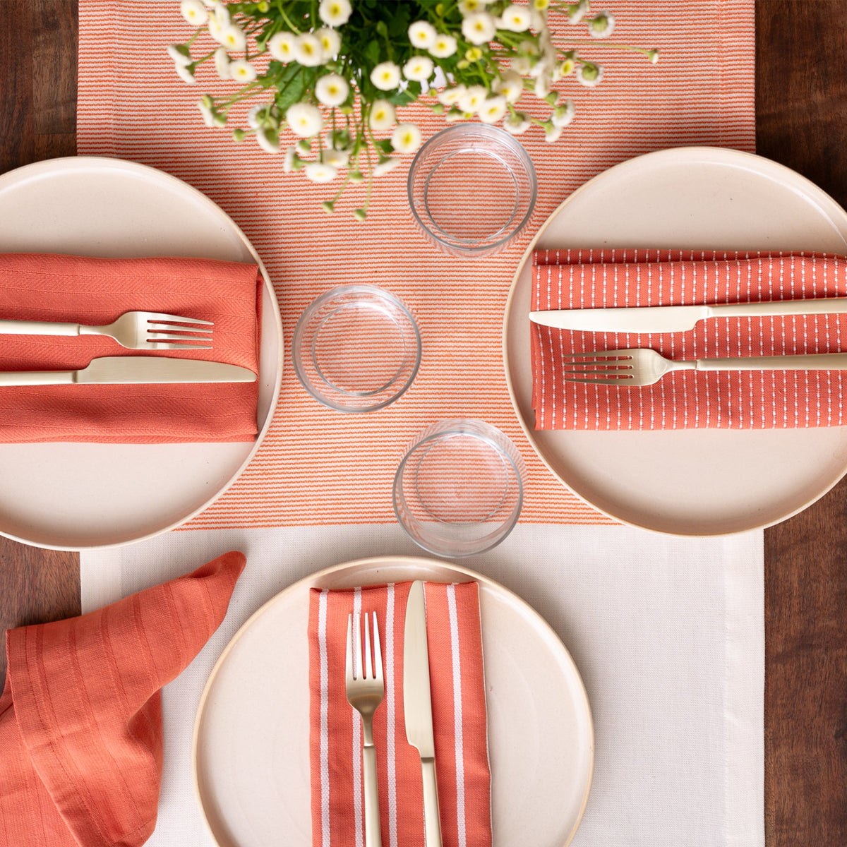 To Each Their Own napkin set - Papaya & White - Knife Shift