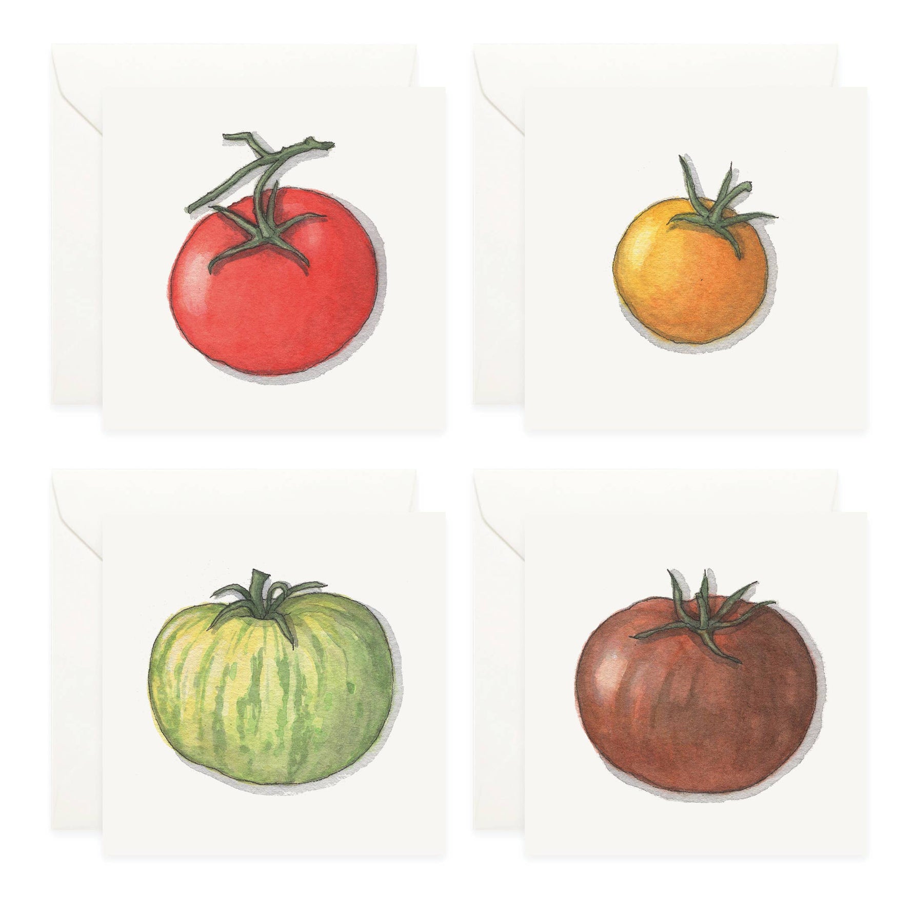 Mini Cards Set / Vegetables . Tomatoes - Knife Shift