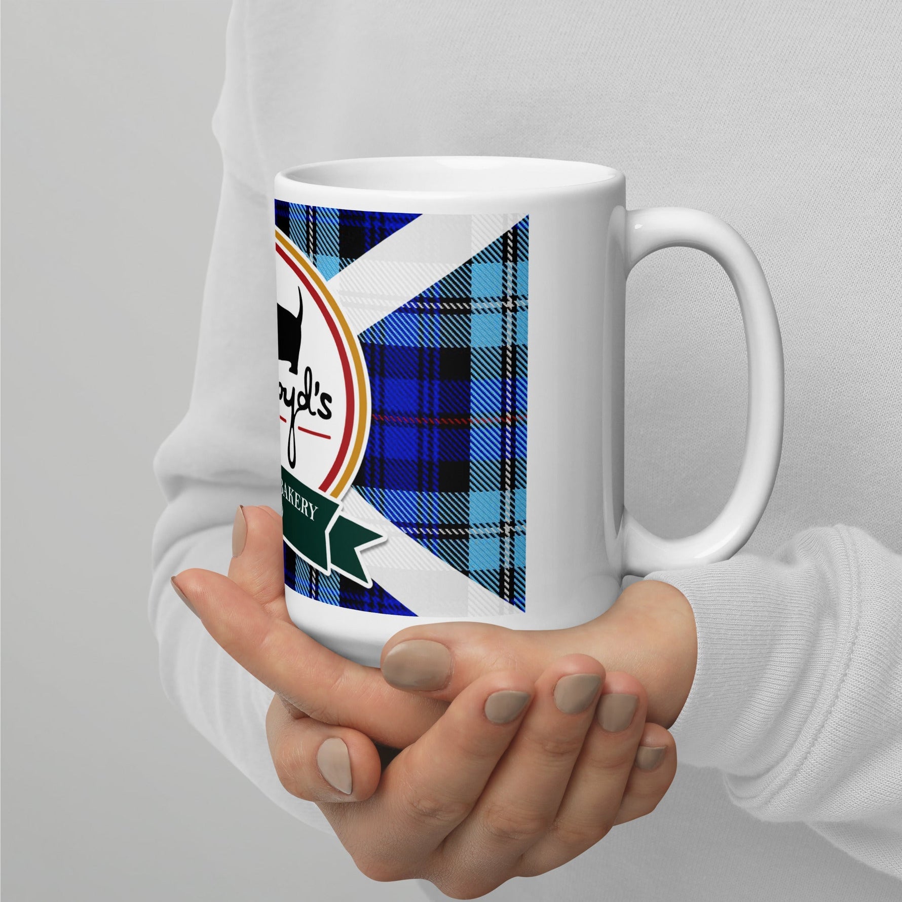 Ackroyd's Bakery Round Logo White glossy Mug - Knife Shift