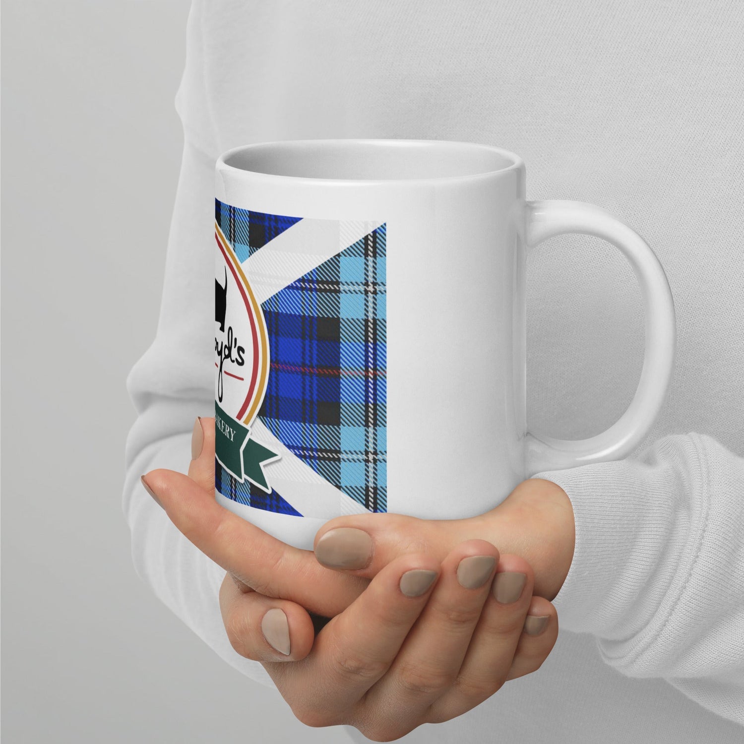 Ackroyd's Bakery Round Logo White glossy Mug - Knife Shift