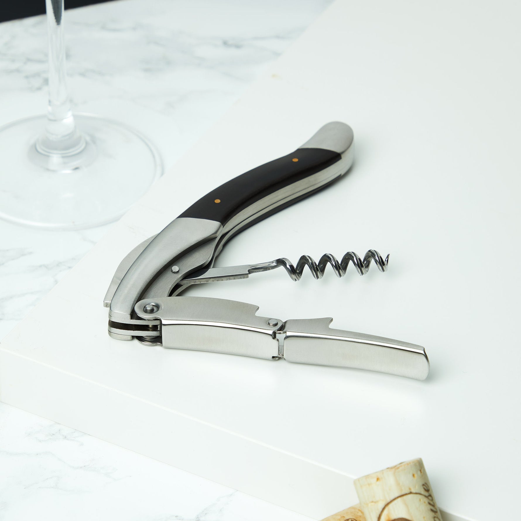 Admiral Heavyweight Corkscrew with Ebony Wood Handle - Knife Shift