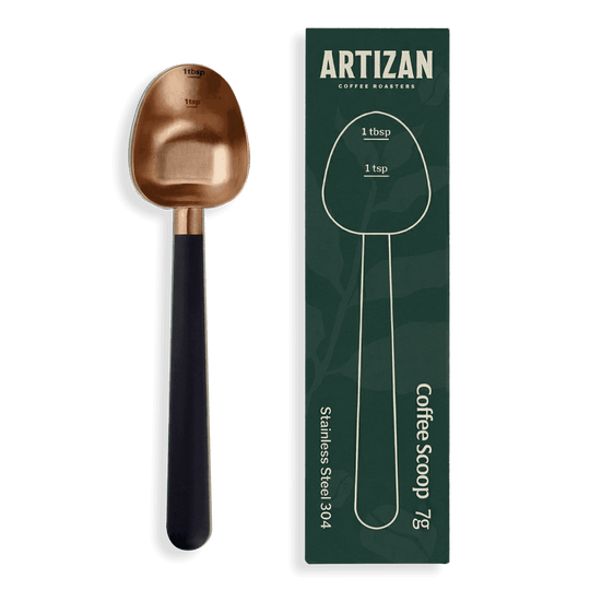 Artizan Coffee 1 Tbsp Coffee Measuring Scoop, Stainless Steel Copper Scoop for Ground Coffee, Beans, Tea & More - 7g, 17 cm Long Handle