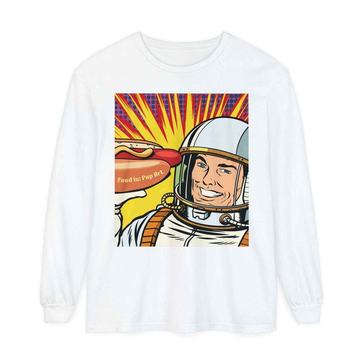 Astronaut Hotdog Food Pop Art Unisex Long-sleeve Tee-Long-sleeve-gift ideas for foodies-Knife Shift