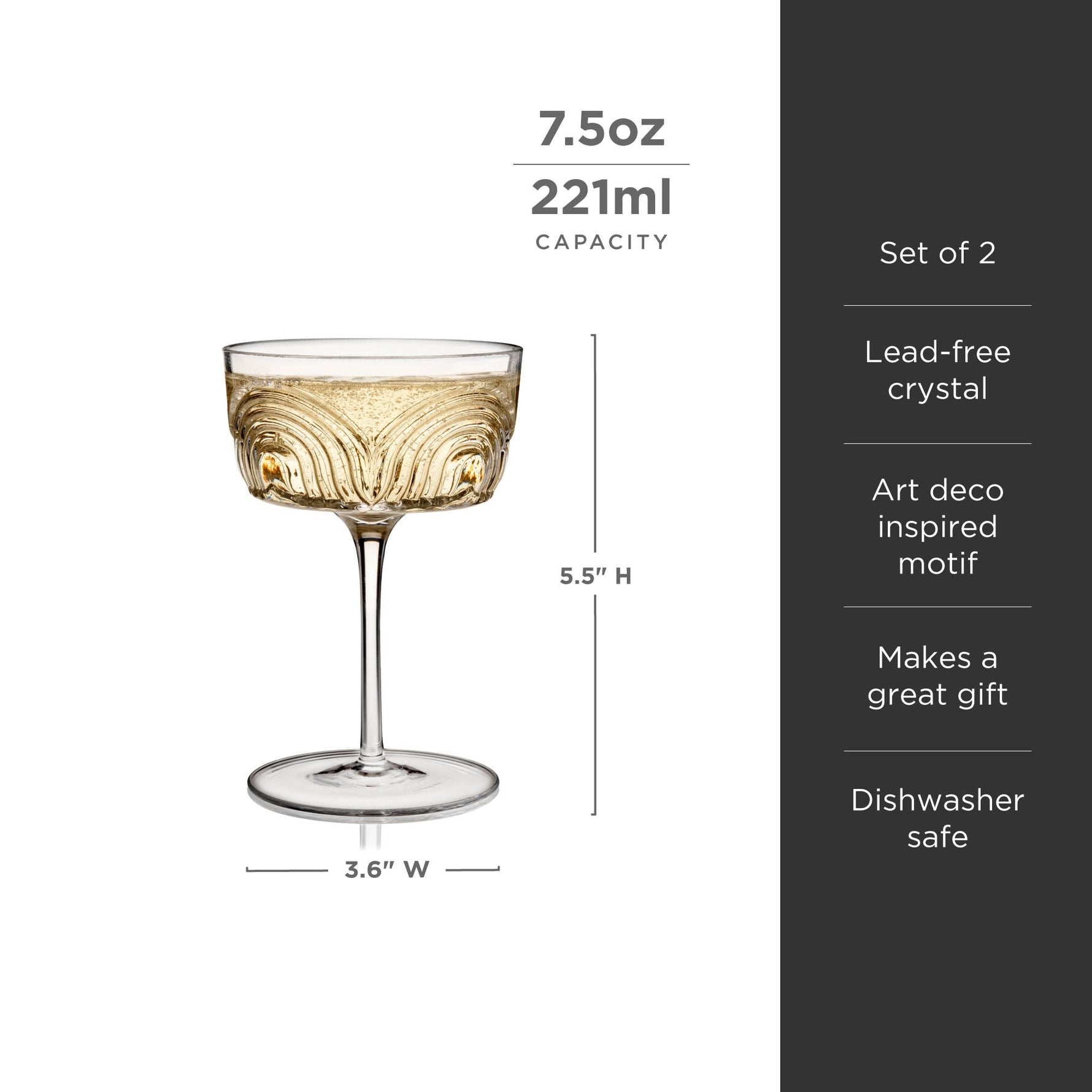 Beau Crystal Cocktail Coupes - Knife Shift