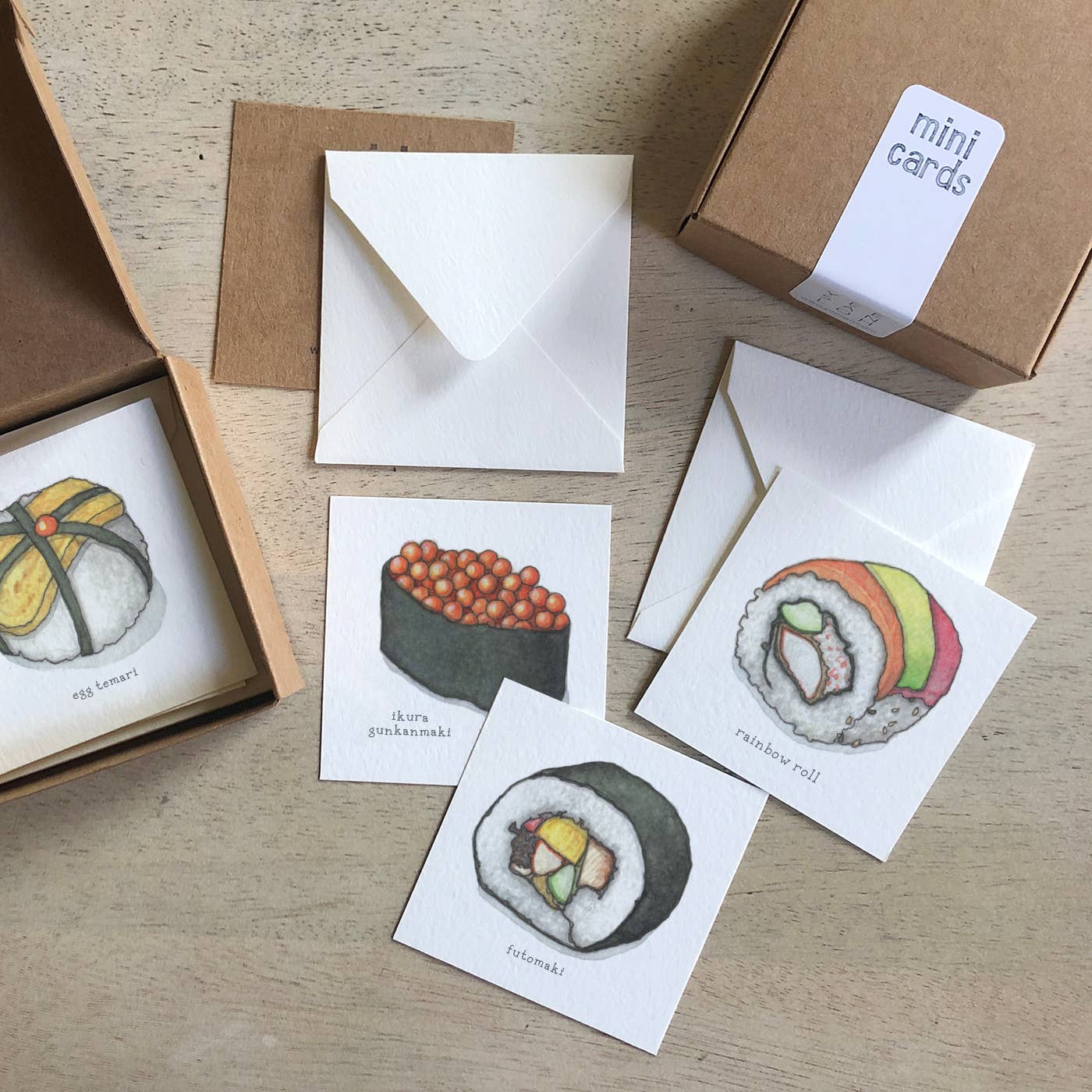 Mini Cards Set / Sushi . Maki - Knife Shift