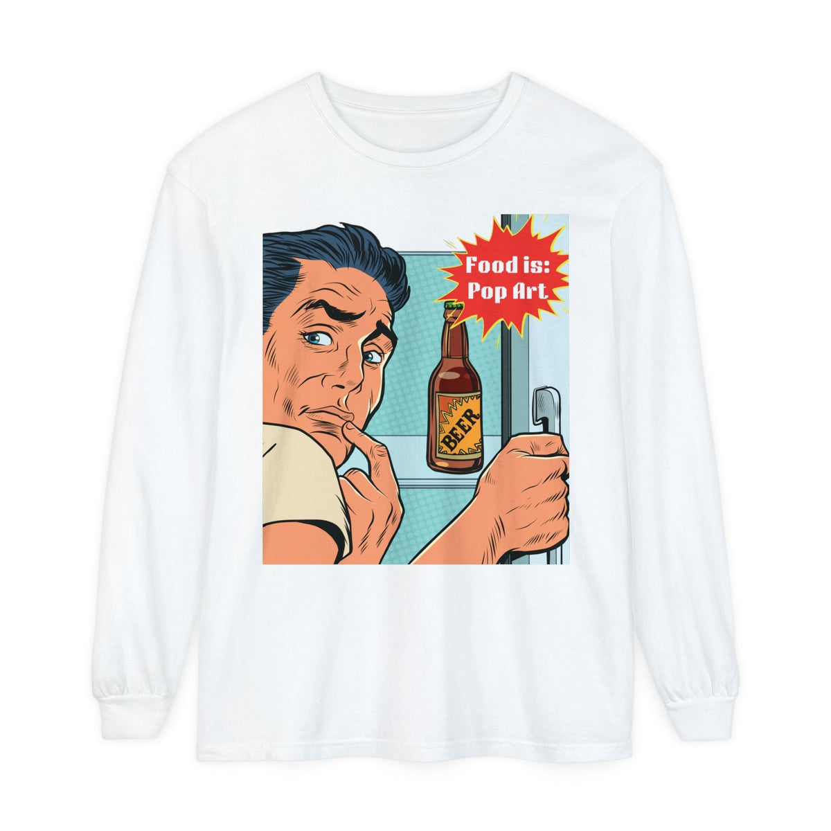 Beer Found - Food Pop Art Unisex Long Sleeve Tee-Long-sleeve-gift ideas for foodies-Knife Shift