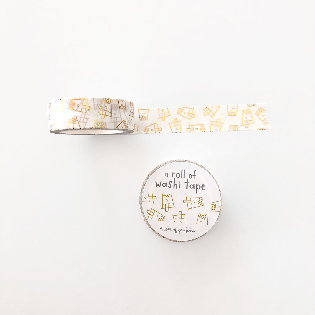 Boba Washi Tape w Gold Foil - Knife Shift