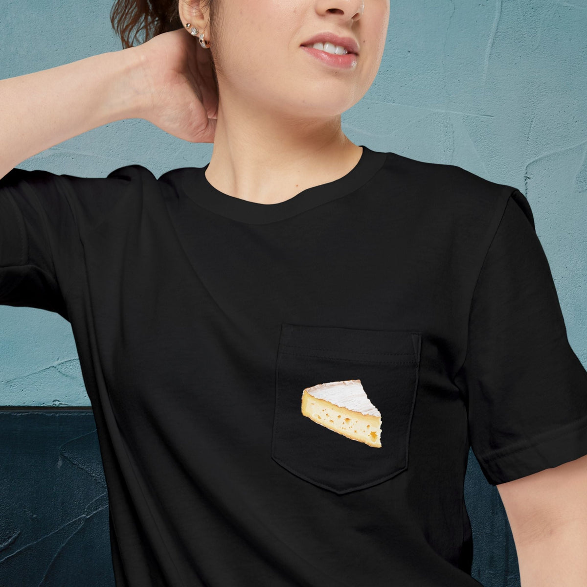 Brie de Meaux Cheese Map - Pocket T-shirt-T-Shirt-gift ideas for foodies-Knife Shift