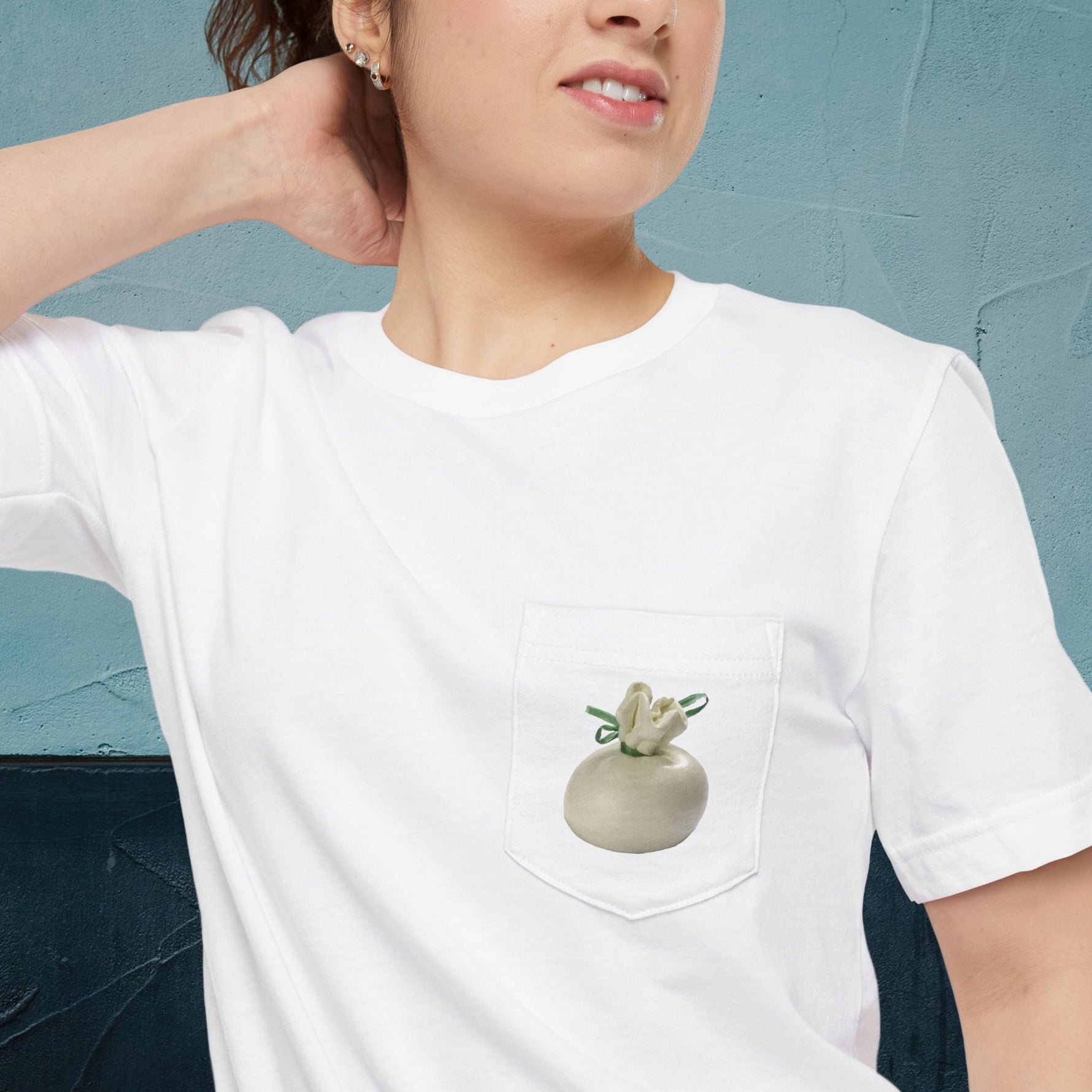 Burrata di Andria Cheese Map - Pocket T-shirt-T-Shirt-gift ideas for foodies-Knife Shift