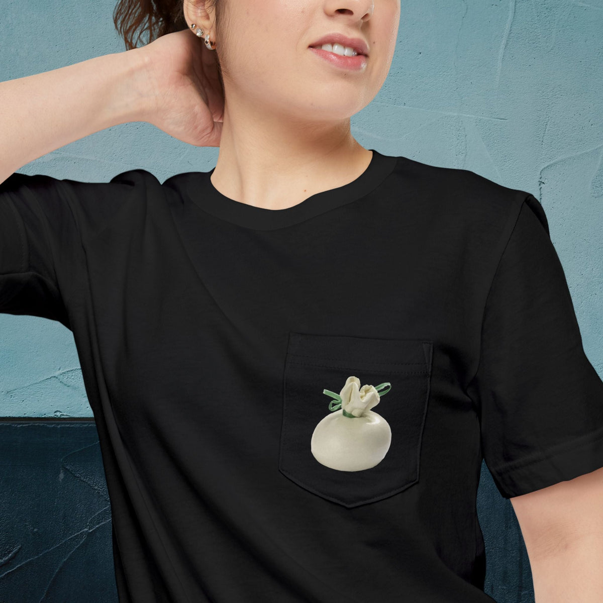 Burrata di Andria Cheese Map - Pocket T-shirt-T-Shirt-gift ideas for foodies-Knife Shift