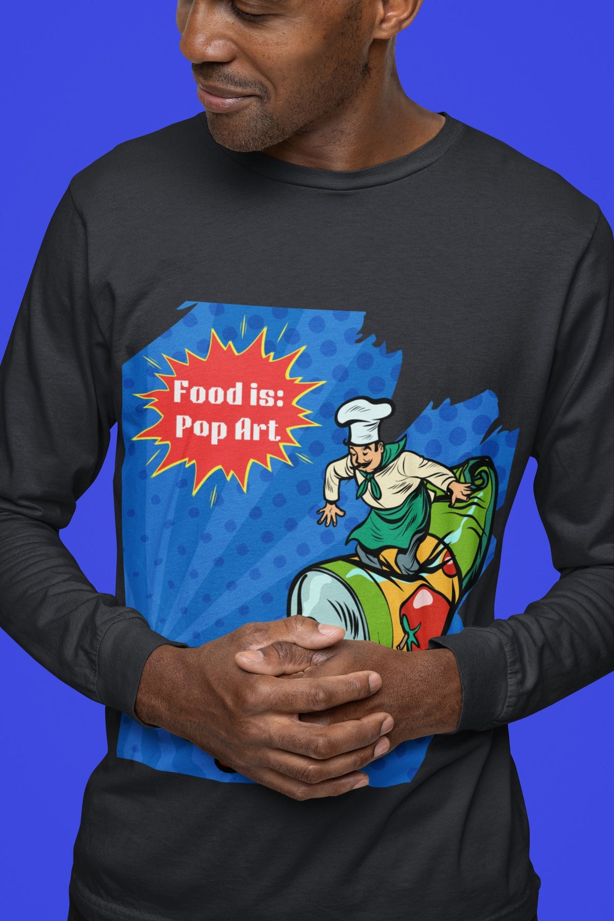 Chef on Tomato Paste - Food Pop Art Unisex Long Sleeve Tee-Long-sleeve-gift ideas for foodies-Knife Shift