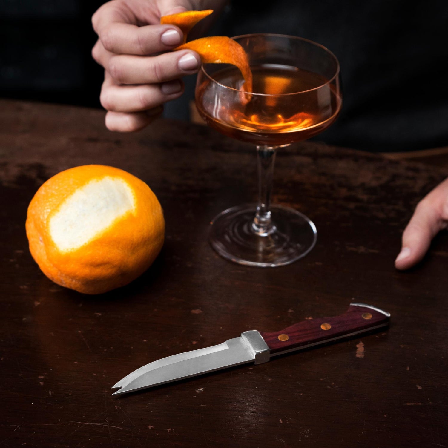 Professional Bartender Knife with Acacia Wood Handle - Knife Shift
