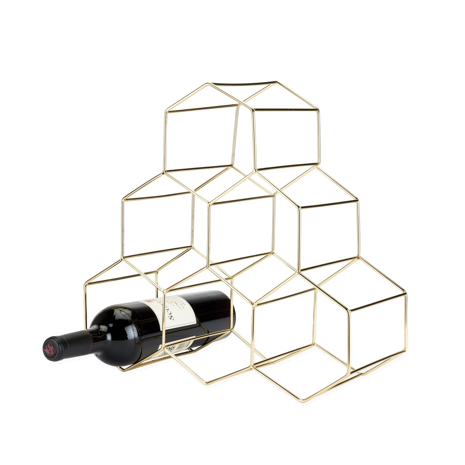 Geo Countertop Wine Rack in Gold - Knife Shift